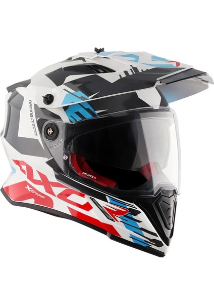 X-Cross X1 Dual Visor Kask Beyaz-Kırmızı fırsatları