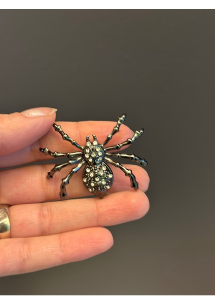 Zirkon Taş Işleme Örümcek Broş Yaka Iğnesi 5x4 cm fırsatları