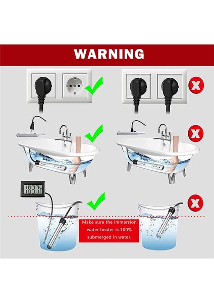 Daldırma Su Isıtıcısı, 2500W Elektrikli Kova Isıtıcı, Zamanlayıcılı Otomatik Kapanma, Ev Kışı Için Sıcak Küvet Isıtıcısı, Ab Fişi (Yurt Dışından) indirimleri