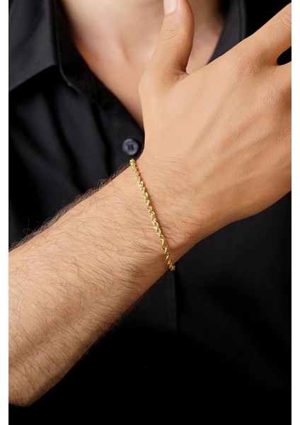 14 Ayar Altın Burgu Halat Zincir Erkek Bileklik 2.65 mm