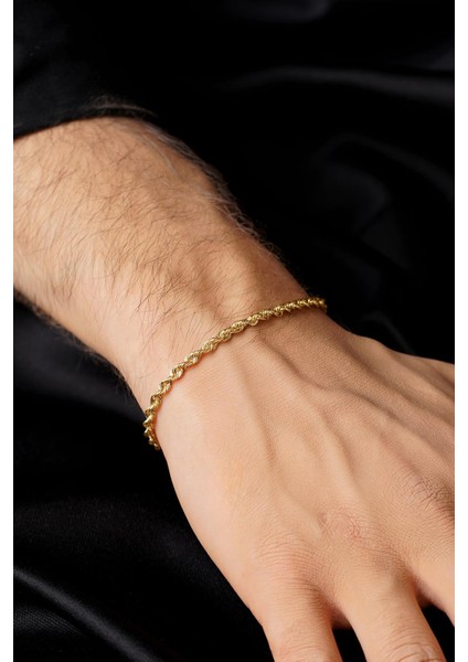 14 Ayar Altın Burgu Halat Zincir Erkek Bileklik 2.65 mm modelleri