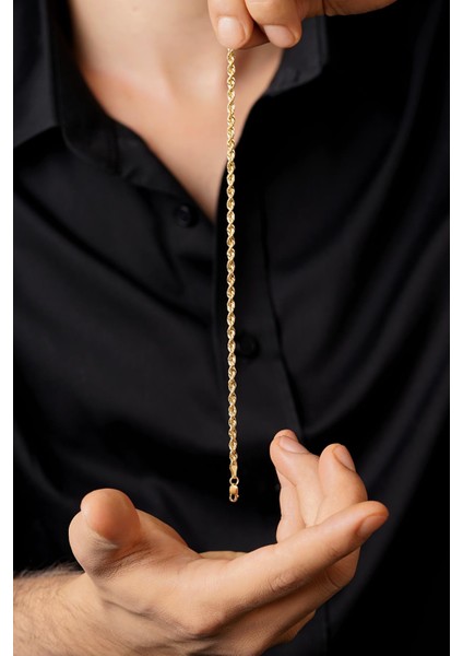 14 Ayar Altın Burgu Halat Zincir Erkek Bileklik 2.65 mm indirimleri