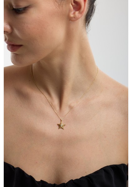 14 Ayar Altın Yıldız Kolye