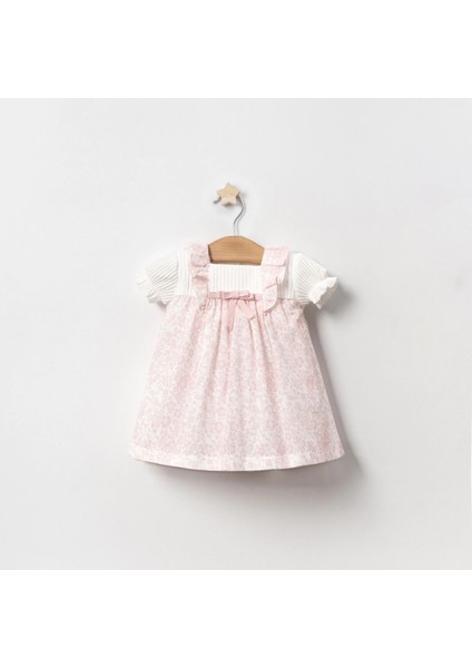 Yazlık Kolu Lastikli Çiçek Baskılı Bebe Kız Elbise