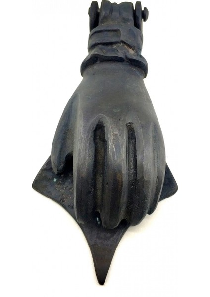 Antika Tarz Dekoratif Pirinç El Kapı Tokmağı, Taktak - 167X75 Mm, Oksit