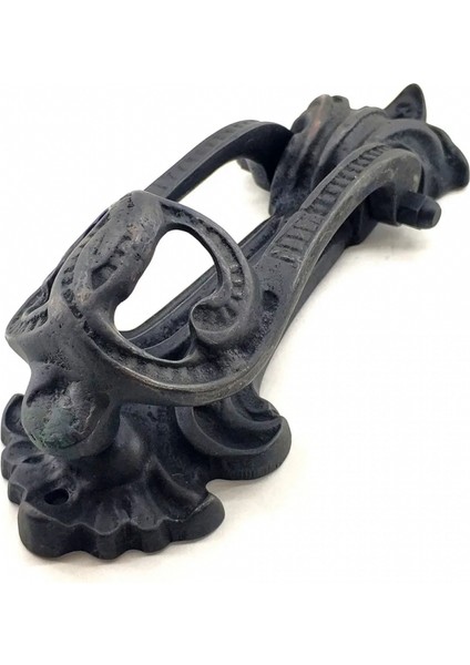 Antika Tarz Dekoratif Pirinç Doğa Kapı Tokmağı, Taktak - 205X73 Mm, Oksit