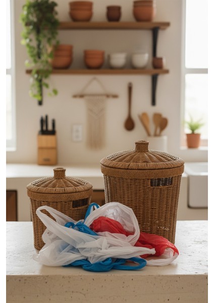 Rattan Konik 2'li Kapaklı Sepet modelleri