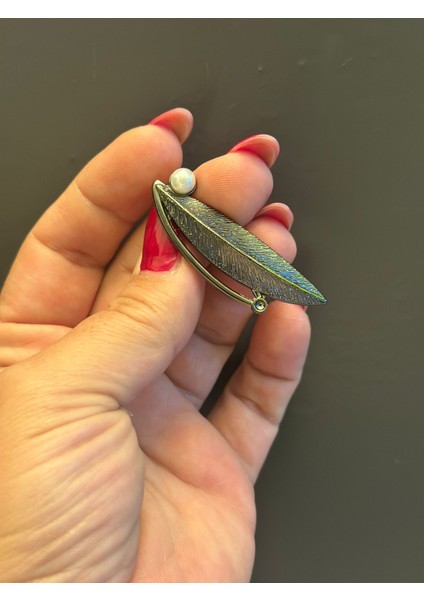 5x2 cm Çelik Yaprak Broş Yaka Iğnesi Giyim Aksesuarı