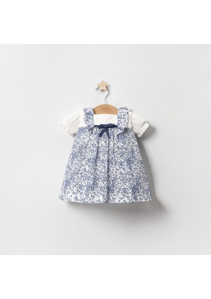 Yazlık Kolu Lastikli Çiçek Baskılı Bebe Kız Elbise