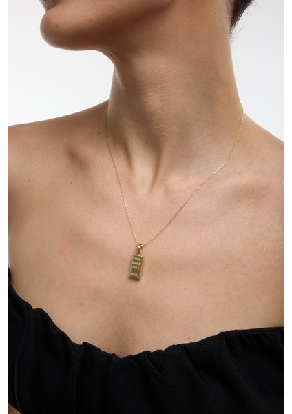 14 Ayar Altın Külçe Kolye