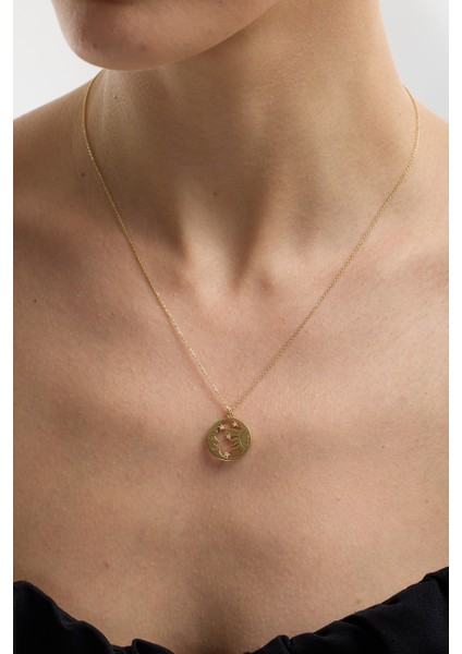 14 Ayar Altın Güneş ve Ay Kolye