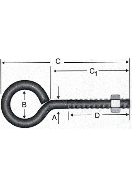 Kapalı Metrik Kanca M5 / 21X80 - 100 Adet fiyatları