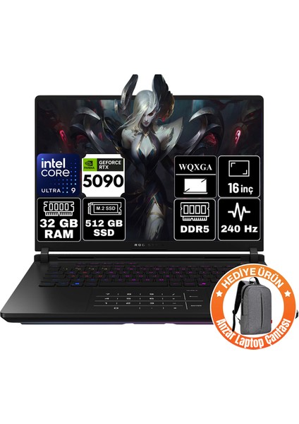 Rog Strix Scar 16 Intel Core Ultra 9 275HX 32GB 512GB SSD RTX5090 24GB Freedos 16" 2.5k 240Hz Wqxga Taşınabilir Bilgisayar G635LX-RW144-A1