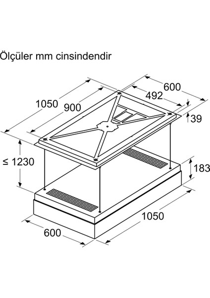 IQ700 Tavan Tipi Davlumbaz 105 cm Siyah LR18HLT65 modelleri