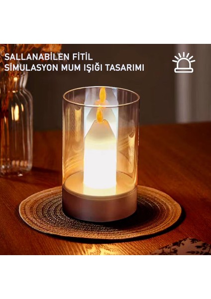 CT-8432 Tokyo Taşınabilir Mum Görünümlü Masa Lambası El Hareketini Algılayan USB Şarjlı