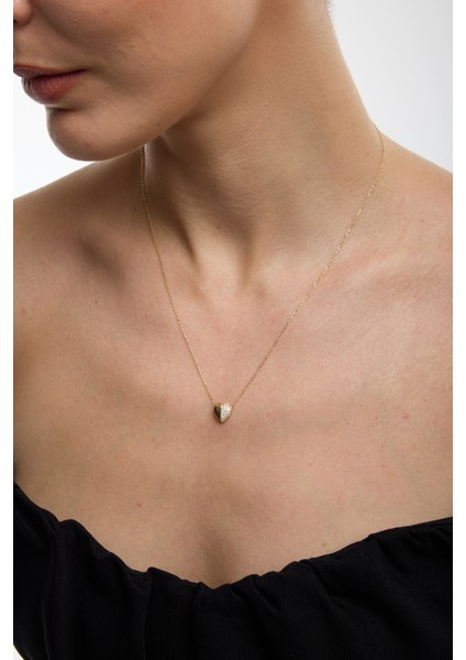 14 Ayar Altın Taşlı Kalp Kolye fiyatları