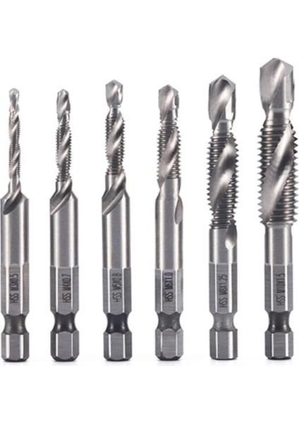 6pcs M3 M4 M5 M6 M8 M10 Yüksek Hızlı Çelik Titanyum Kaplama Kompozit Musluk Matkap ve Tap Entegre Makine Musluk (Yurt Dışından)