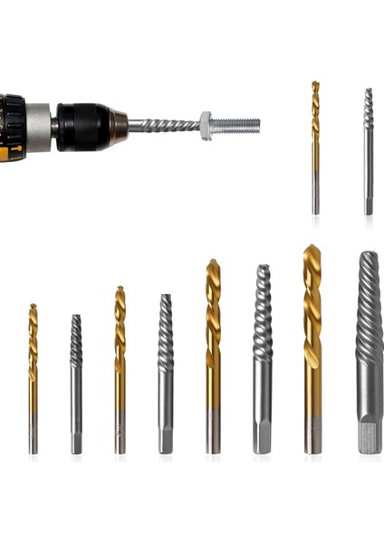 Sıyırılmış Vidaları ve Kırık Cıvataları Çıkarmak Için 10 Parçalı Vidalı Çıkarıcı Seti (Yurt Dışından)