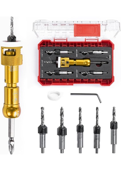 5pcs 1/4in Salıverme Hexshank Ayarlanabilir Ahşap Matkap Ucu ile Set 5 Adet (Yurt Dışından)