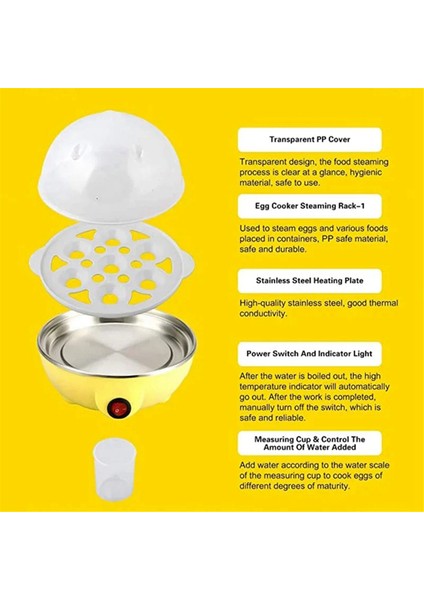 Hızlı Yumurta Pişirici: Haşlanmış Yumurta, Haşlanmış Yumurta, Çırpılmış Yumurta ve Sarı Ab Fişi Için 7 Yumurta Kapasiteli Elektrikli Yumurta Pişirici (Yurt Dışından) fırsatları