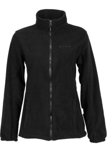 Pello Tam Fermuarlı Heavy Kadın Polar Sweatshirt Siyah