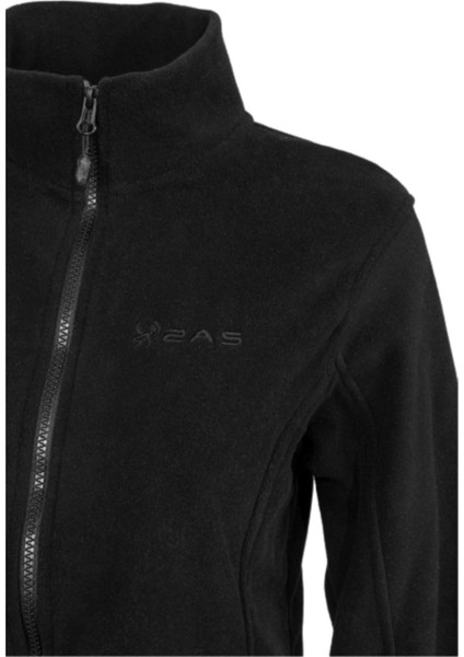 Pello Tam Fermuarlı Heavy Kadın Polar Sweatshirt Siyah