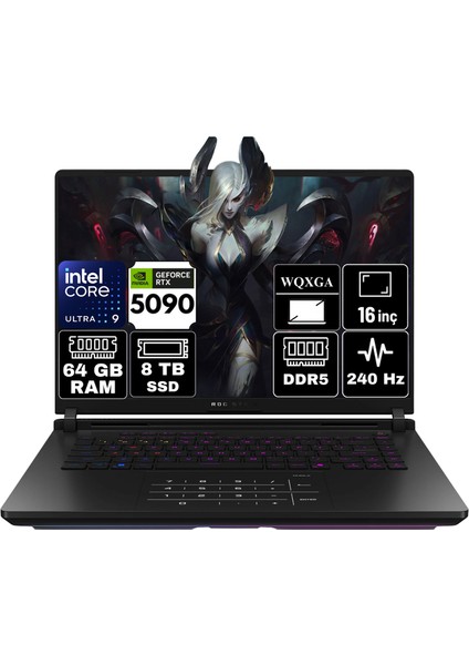 Rog Strix Scar 16 Intel Core Ultra 9 275HX 64GB 8tb SSD RTX5090 24GB Windows 11 Pro 16" 2.5k 240Hz Wqxga Taşınabilir Bilgisayar G635LX-RW144-A20