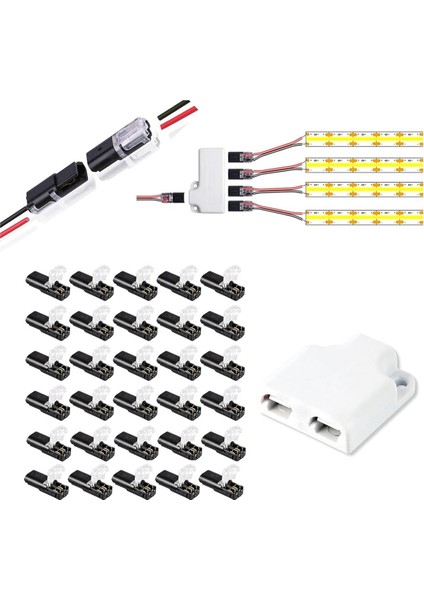 30 Pack Çift - Tel Eklenti Konnektörü, Takılabilir 2/3/4 Pin 2 Yollu LED Tel Konektörler Düşük Voltajlı Tel Konektörler (Yurt Dışından)