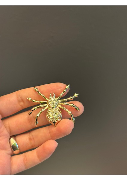 Zirkon Taş Işleme Örümcek Broş Yaka Iğnesi 5x4 cm fiyatları