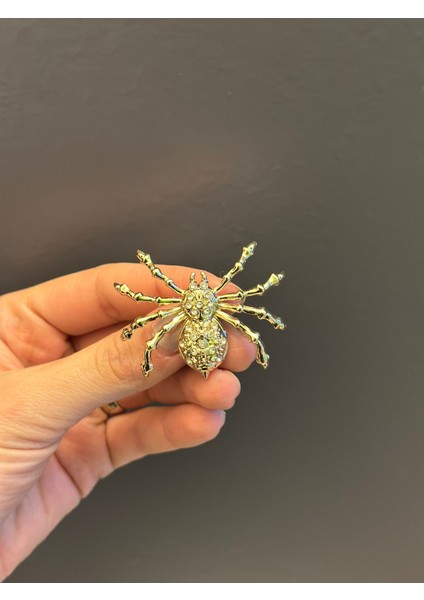 Zirkon Taş Işleme Örümcek Broş Yaka Iğnesi 5x4 cm modelleri