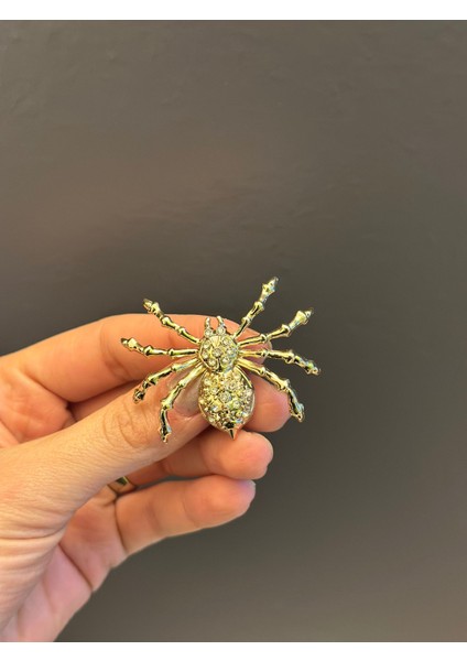 Zirkon Taş Işleme Örümcek Broş Yaka Iğnesi 5x4 cm fırsatları