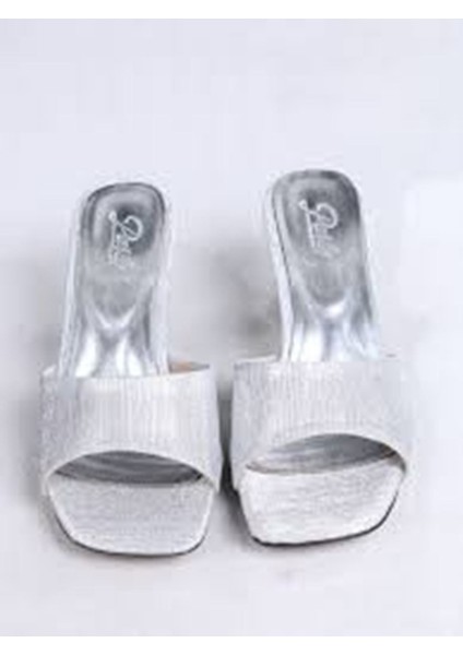 Luart Gümüş Simli Topuklu Terlik