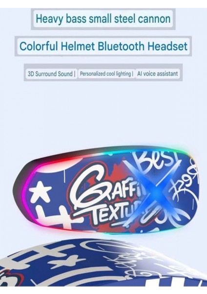 Helmet Graffiti Motor Kask Kulaklık Rgb Modlu Su Geçirmez 6.0 Bluetooth Intercom Yenı Model