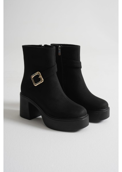 Mona Kadın Siyah Süet Tokalı Topuklu Bot fiyatları