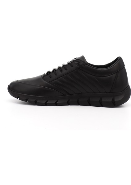 Erkek Siyah Bağcıklı Kauçuk Taban Hakiki Deri Sneaker modelleri