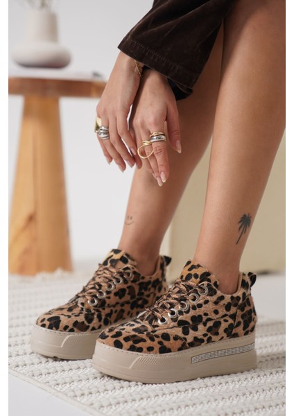 Alice Kadın Leopar Desenli Gizli Topuklu Sneaker