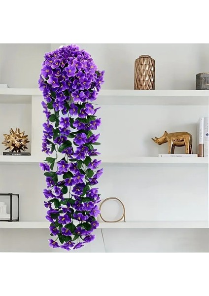 Yapay Çiçek Sarkan Menekşe Balkon,duvar Süsü 70 cm Mor