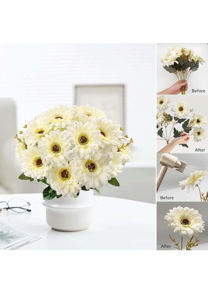 Yapay Gerbera Papatya Çiçegi 9 Dal 50 cm Kırık Beyaz fiyatları