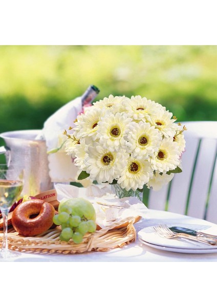 Yapay Gerbera Papatya Çiçegi 9 Dal 50 cm Kırık Beyaz modelleri