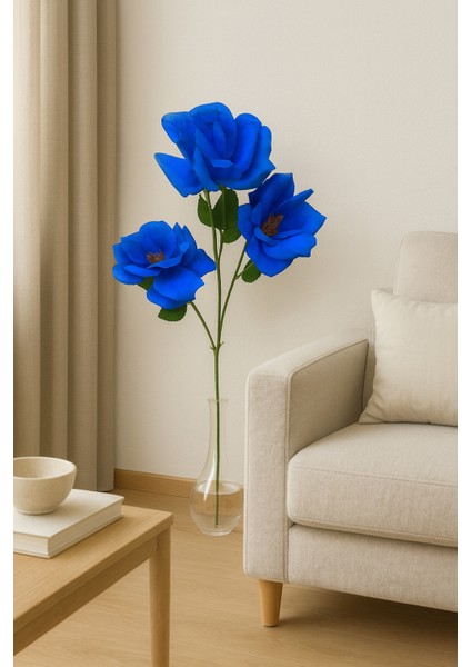 Yapay Çiçek Gül Demet 3 Lü 80 cm Mavi modelleri