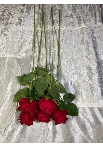 Kadife Lüx Büyük Kafalı Gül 5 Adet 50 cm Kırmızı Gerçek Görünümlü modelleri