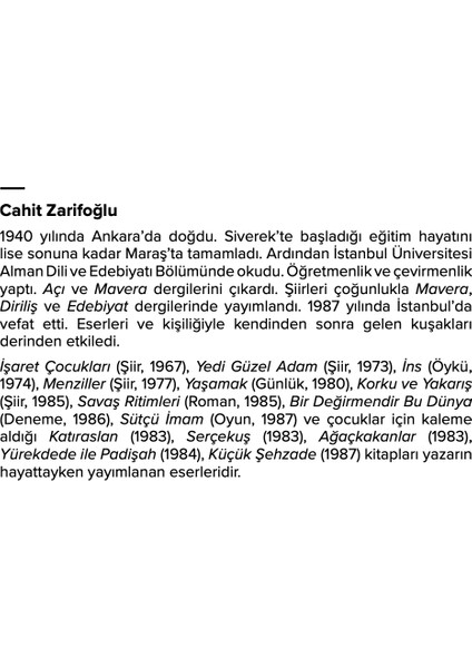 Güneşte Bir Gece - Cahit Zarifoğlu modelleri