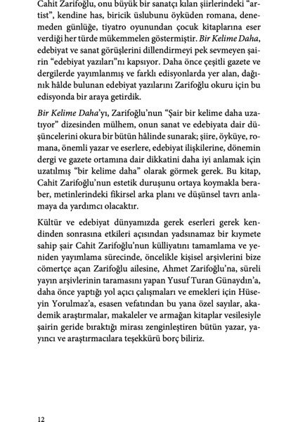 Bir Kelime Daha - Cahit Zarifoğlu fırsatları