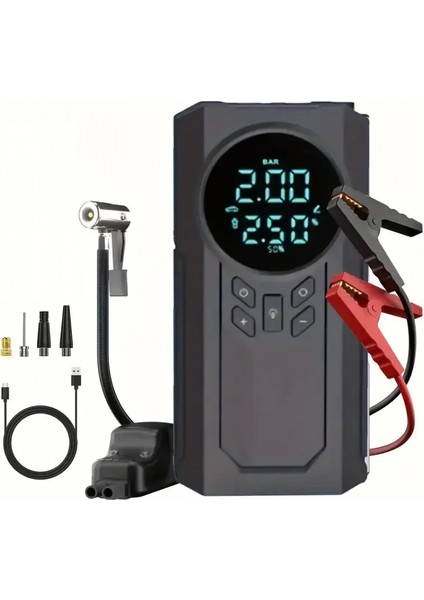 4’ü 1 Arada Lastik Şişirici – Akü Takviyesi – Powerbank – LED Işık (4887) fırsatları