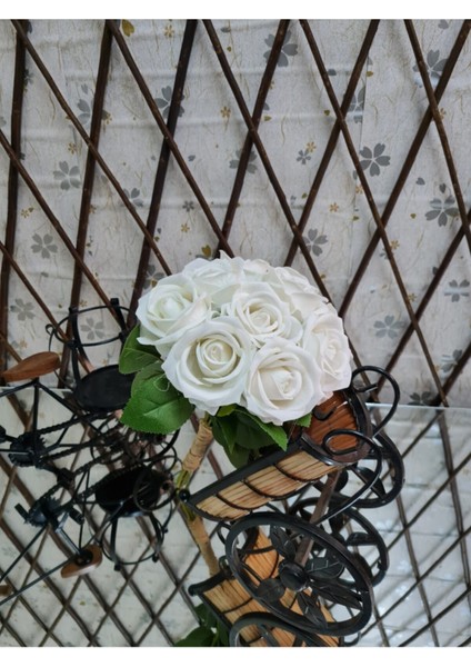 Gelin Buketi Beyaz Kadife Gül