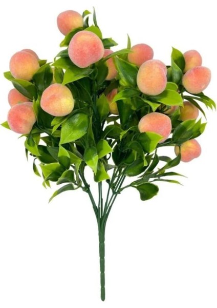 Yapay Çiçek Şeftali Demeti Yapay Meyve Demeti Yeşil Yapraklı