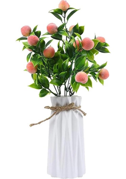 Yapay Çiçek Şeftali Demeti Yapay Meyve Demeti Yeşil Yapraklı indirimleri