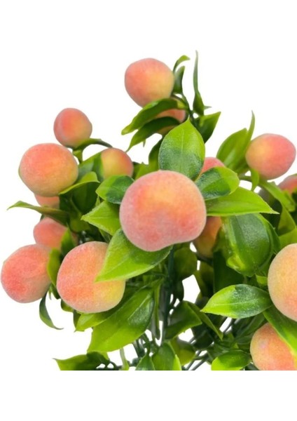 Yapay Çiçek Şeftali Demeti Yapay Meyve Demeti Yeşil Yapraklı