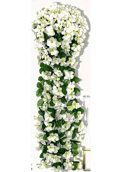 Yapay Çiçek Sarkan Menekşe Balkon,duvar Süsü 70 cm Beyaz