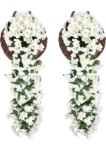 Yapay Çiçek Sarkan Menekşe Balkon,duvar Süsü 70 cm Beyaz modelleri